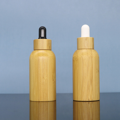 ISO9001 Bamboo Wooden Essential Oil Dropper Bottle Amber Round