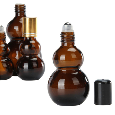 10-100ml Brown Double Gourd Roller Ball Essential Oil Bottle Empty Rubber Head Dropper