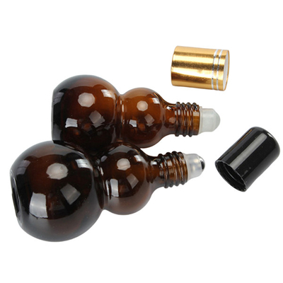 10-100ml Brown Double Gourd Roller Ball Essential Oil Bottle Empty Rubber Head Dropper