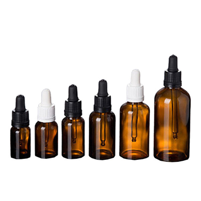 Cosmetics 50ml Brown Dropper Bottles With Childproof / Pilfer Proof Cap