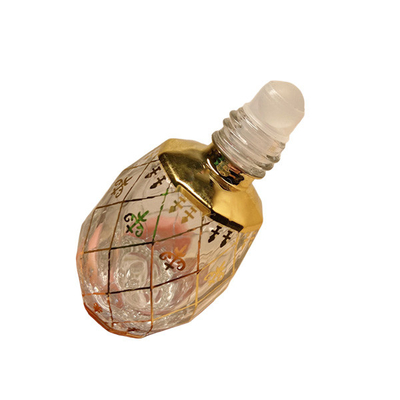 8ml Electroplating Carved Essential Oil Roller Bottle Perfume Packing Golden Crown Cover