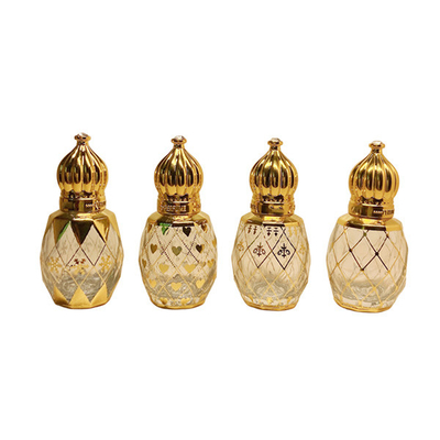 8ml Electroplating Carved Essential Oil Roller Bottle Perfume Packing Golden Crown Cover