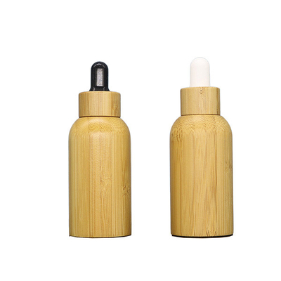 ISO9001 Bamboo Wooden Essential Oil Dropper Bottle Amber Round