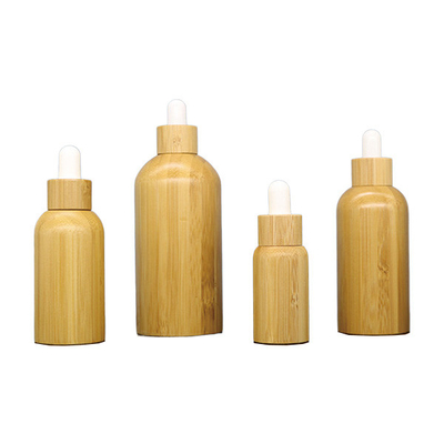 ISO9001 Bamboo Wooden Essential Oil Dropper Bottle Amber Round