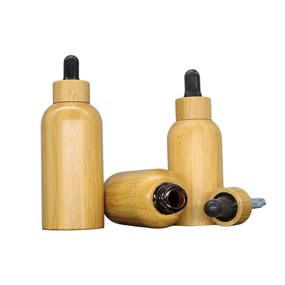 ISO9001 Bamboo Wooden Essential Oil Dropper Bottle Amber Round