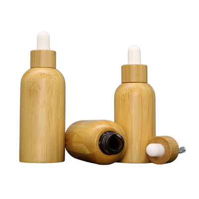 ISO9001 Bamboo Wooden Essential Oil Dropper Bottle Amber Round