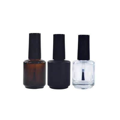 Round Shape Empty Glass Nail Polish Bottles , Black UV Gel Nail Polish Bottle