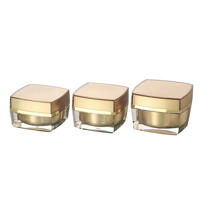 Plastic Gold Cosmetic Cream Jar , 15g 30g 50g Acrylic Square Cream Jar