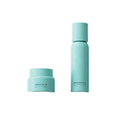 Refillable skincare bottle‌ opaque green skincare containers round shoulder PETG packaging