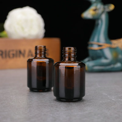 Amber 15ML Empty Glass Nail Polish Bottles With Brush And Cap