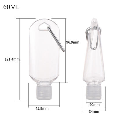 60ml Plastic PETG Bottle with Flip Top Cap and Hook for Hand Sanitizer and Cosmetics