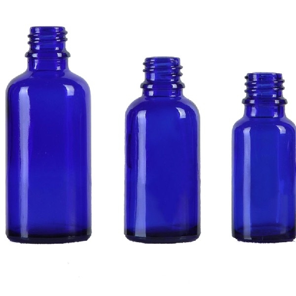 1 Inch 0.05mm Blue Glass Eye Dropper Bottles For Cosmetic Packaging
