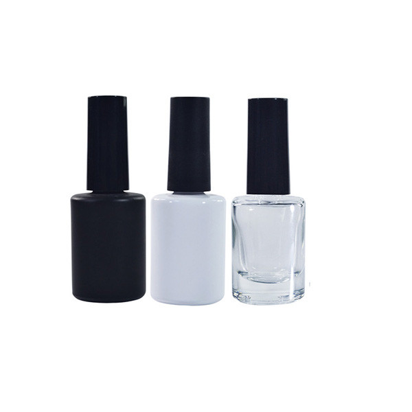 Round Shape Empty Glass Nail Polish Bottles , Black UV Gel Nail Polish Bottle