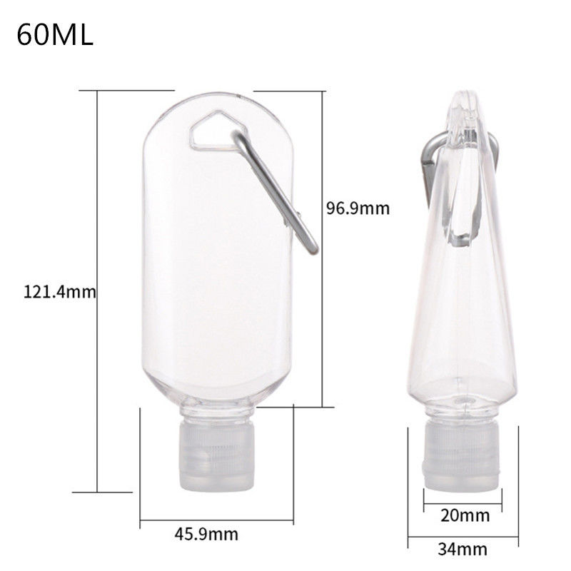 60ml Plastic PETG Bottle with Flip Top Cap and Hook for Hand Sanitizer and Cosmetics